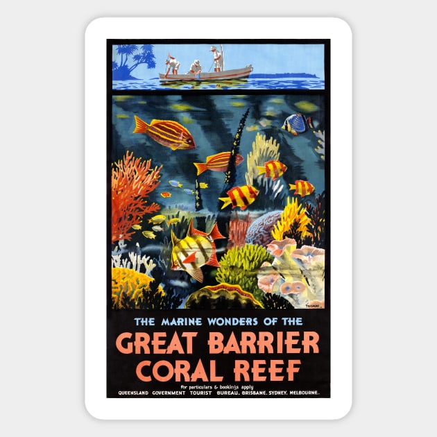 Vintage Travel Poster The Marine Wonders of the Great Barrier Reef Australia Sticker by vintagetreasure